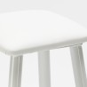 Conjunto 2 taburetes de bar tapizados en blanco y mesa alta madera metal Quincy Descueto