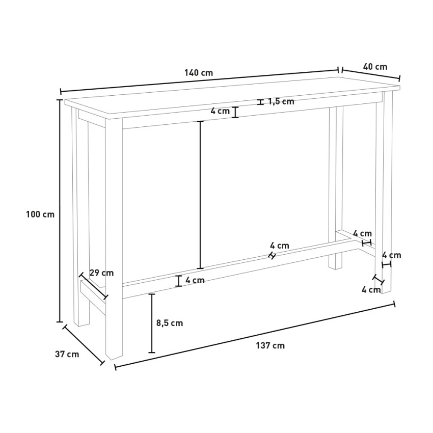 Conjunto mesa alta cocina negra Spickard 2 taburetes bar en polipiel