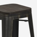 conjunto de mesa alta de cocina 2 taburetes de barra madera metal negro seymour Coste