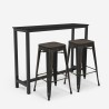 conjunto de mesa alta de cocina 2 taburetes de barra madera metal negro seymour Catálogo