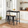 conjunto knott mesa de cocina alta para barra 2 taburetes industriales madera negra knott Venta