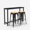 conjunto knott mesa de cocina alta para barra 2 taburetes industriales madera negra knott Promoción