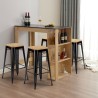 conjunto mesa alta madera 120x60cm 4 taburetes de bar negro syracuse Venta