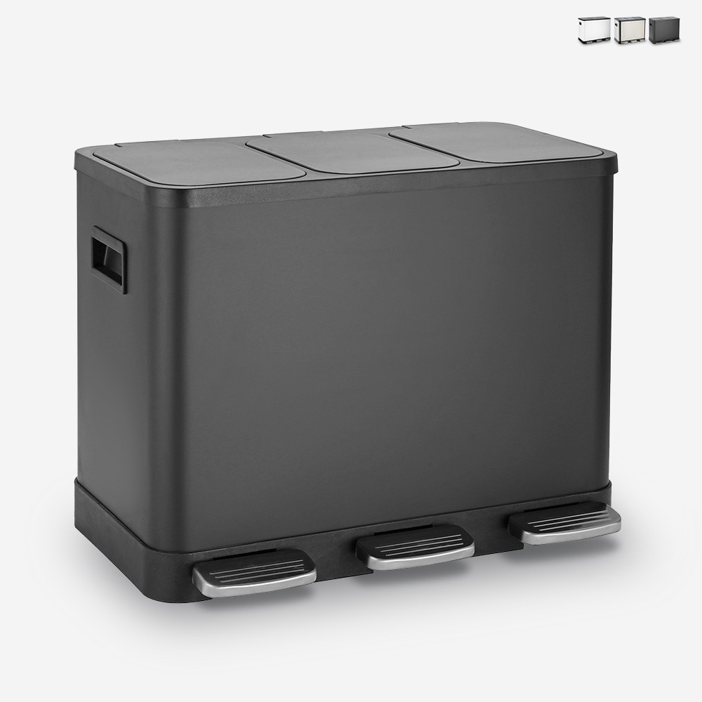 Contenedor de reciclaje Propre L de 3 cubos 24 litros accionado por pedal