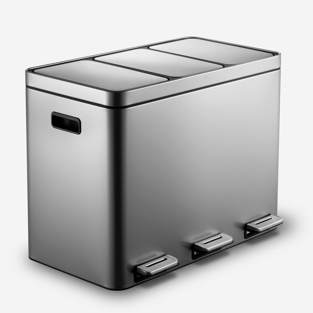 Contenedor para reciclaje de 45 litros en acero inoxidable 63x33x46 Vasio