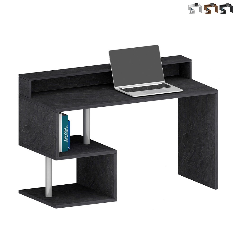 Elegante escritorio de oficina moderno 140x60x92,5cm Esse 2 Plus con tablero estantería