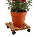 Carro porta macetas plantas flores 30x30cm de madera con ruedas Videl QS Venta