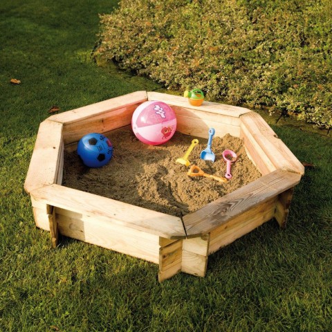 Arenero de madera para niños jardín exterior 180x26cm Tuttifrutti Promoción