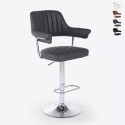 Taburete alto de cocina polipiel brazos regulables base cromada Tampa Venta