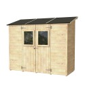 Caseta de jardín de madera adosada con puerta de herramientas Vainilla 245x102 Oferta