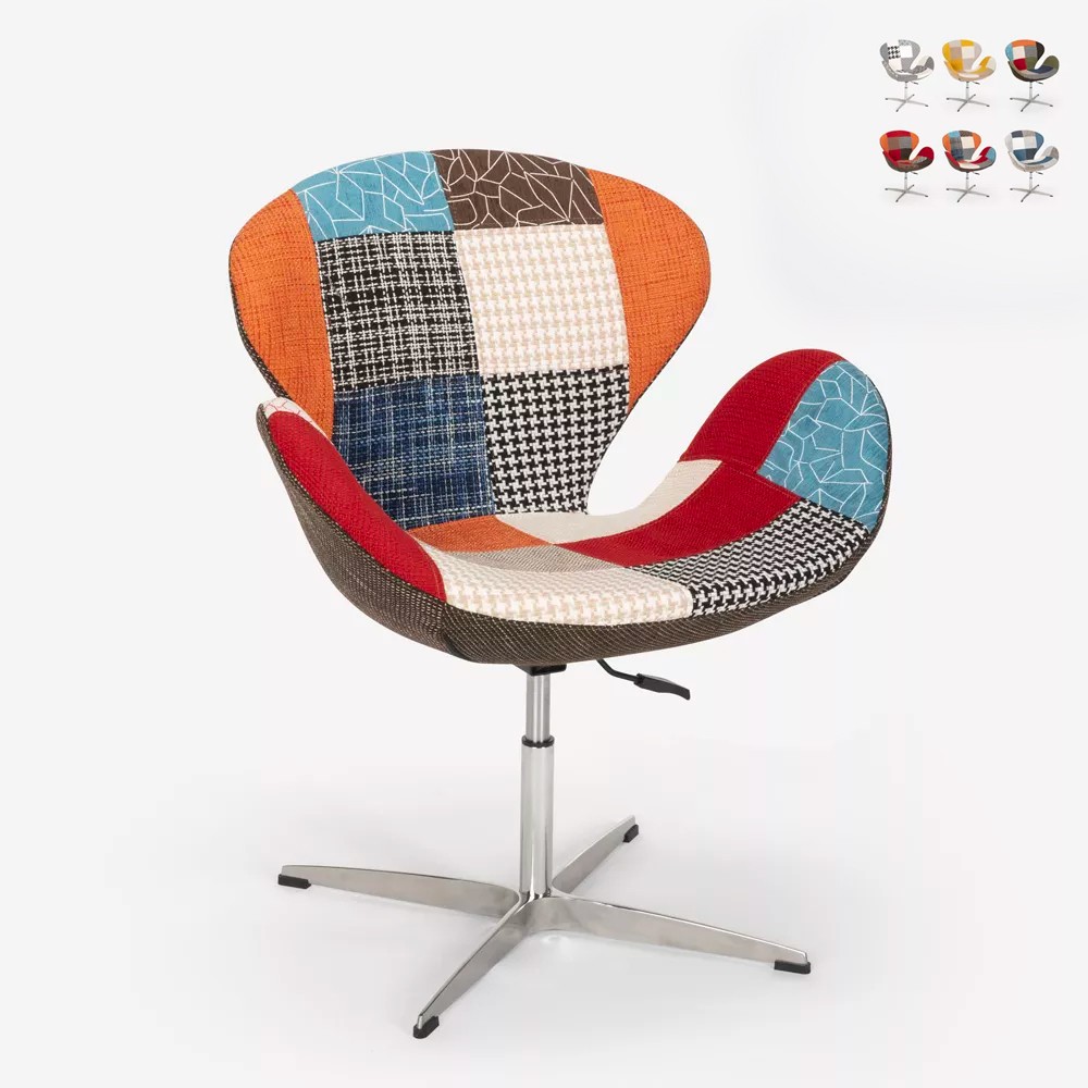 Sillón giratorio estudio de salón estilo patchwork de diseño moderno Stork