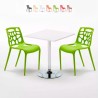 Mesa Cuadrada Blanca Con 2 Sillas De Colores Interior Bar Gelateria Cocktail Oferta