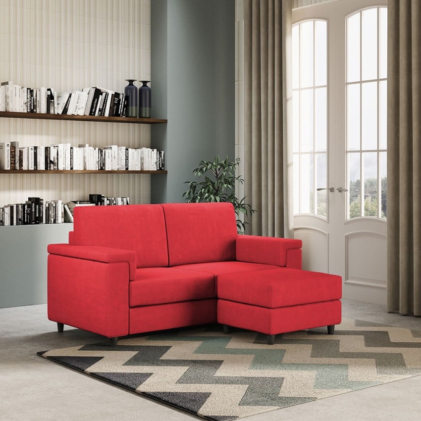 Sofá 2 plazas salón moderno con pouf de tela Marrak 120P Catálogo