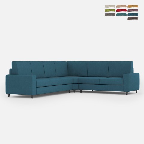Sofá esquinero grande de tela 6 plazas 286x246cm moderno Sakar 18AG Promoción