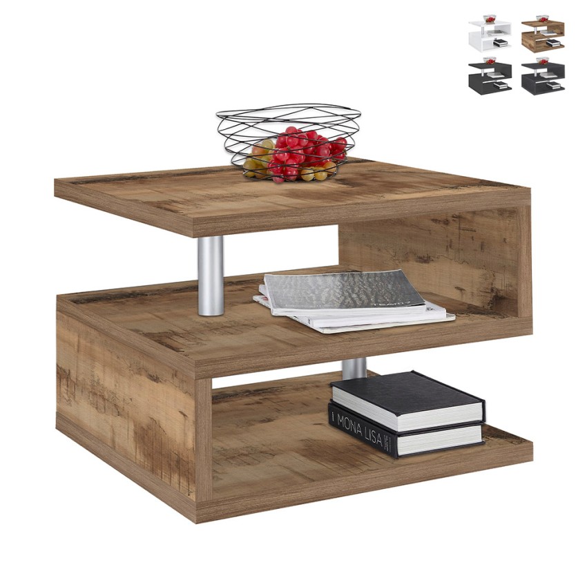 Mesa de centro para salón moderna elegante de 2 estantes Zeta 55 Venta Mesa de centro para salón moderna elegante de 2 estantes Zeta 55 Venta