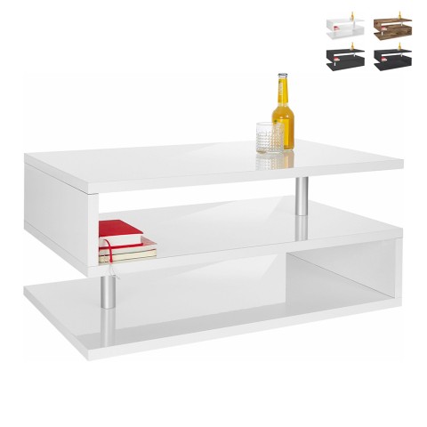 Mesa de centro moderna rectangular 90x55cm 2 estantes Zeta 90 Promoción