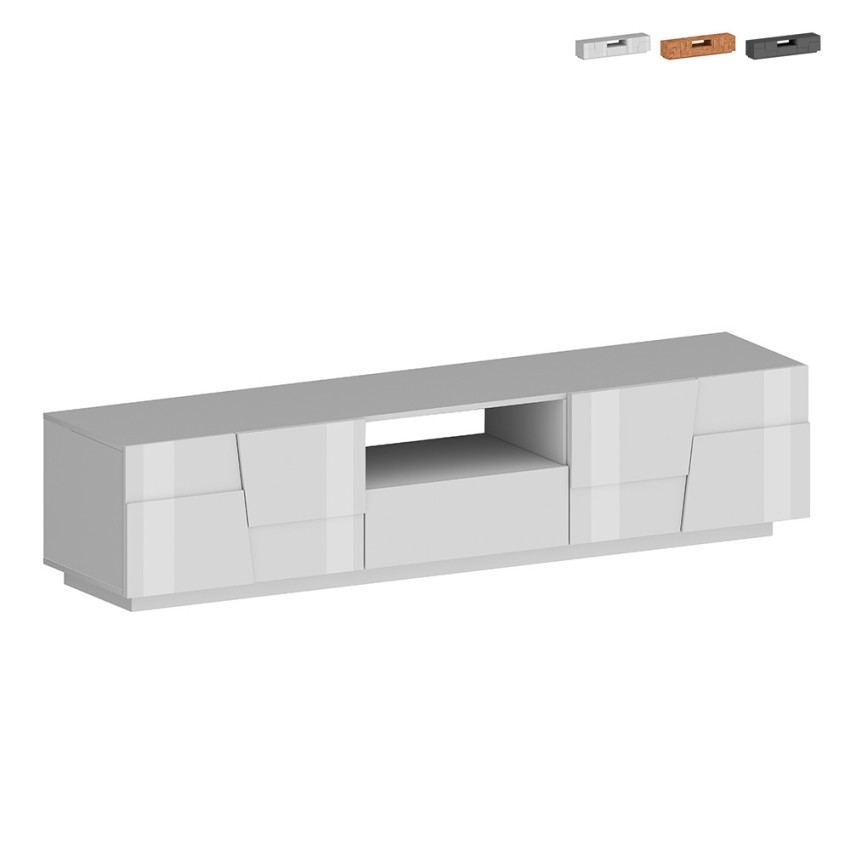 Mueble TV moderno con soporte, 4 puertas y cajón 220x45x46cm Chiron Oferta