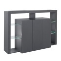 Aparador 3 puertas estantería moderna estantes de cristal 150 x 40 x 100 cm Allen Características