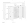 Aparador 3 puertas estantería moderna estantes de cristal 150 x 40 x 100 cm Allen Coste