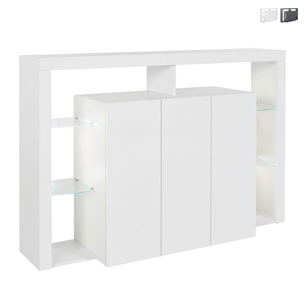 Aparador 3 puertas estantería moderna estantes de cristal 150 x 40 x 100 cm Allen