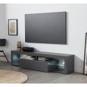 Mueble de TV moderno con puerta abatible estantes de cristal 160 cm Helix Oferta