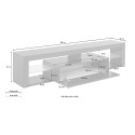 Mueble de TV moderno con puerta abatible estantes de cristal 160 cm Helix Compra