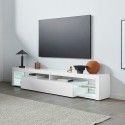 Mueble TV moderno 200 cm puerta abatible estantes cristal Mirads Oferta