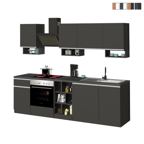 Cocina lineal completa 256 cm diseño moderno modular Domina Promoción