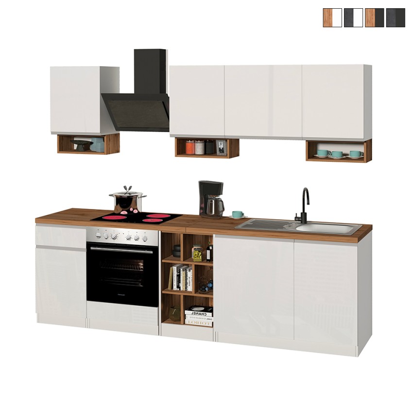 Cocina lineal completa 256 cm diseño moderno modular Domina Rebajas Cocina lineal completa 256 cm diseño moderno modular Domina Rebajas