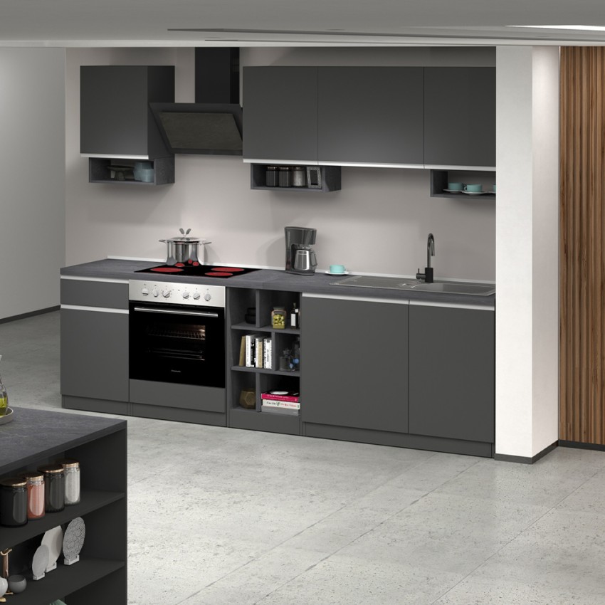 Cocina lineal completa 256cm diseño moderno modular Domina Promoción