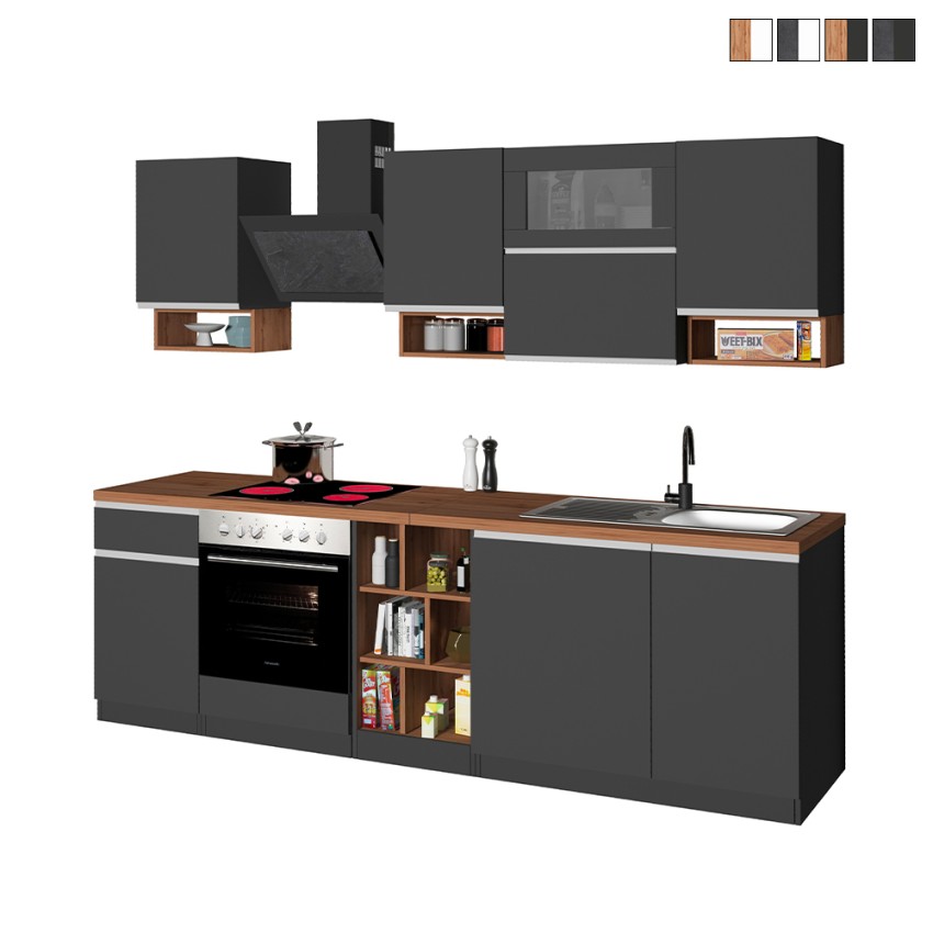 Essenza cocina completa modular de diseño lineal estilo moderno 256cm