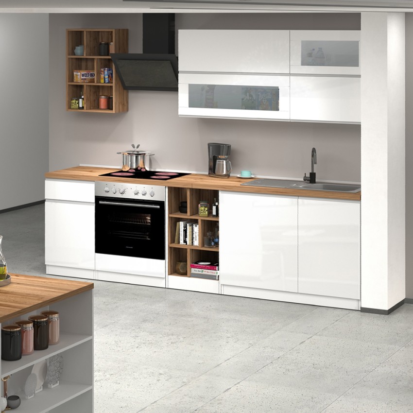 Una cocina moderna, funcional y completa con muebles de líneas