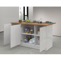 Isla central 3 puertas para cocina moderna 155x90x90cm con mesa Deaton 