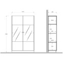 Vitrina salón moderna 2 puertas de cristal 105x40x170cm Danae Características