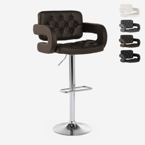 Taburete de bar giratorio de piel sintética con reposabrazos estilo sillón Darry Promoción