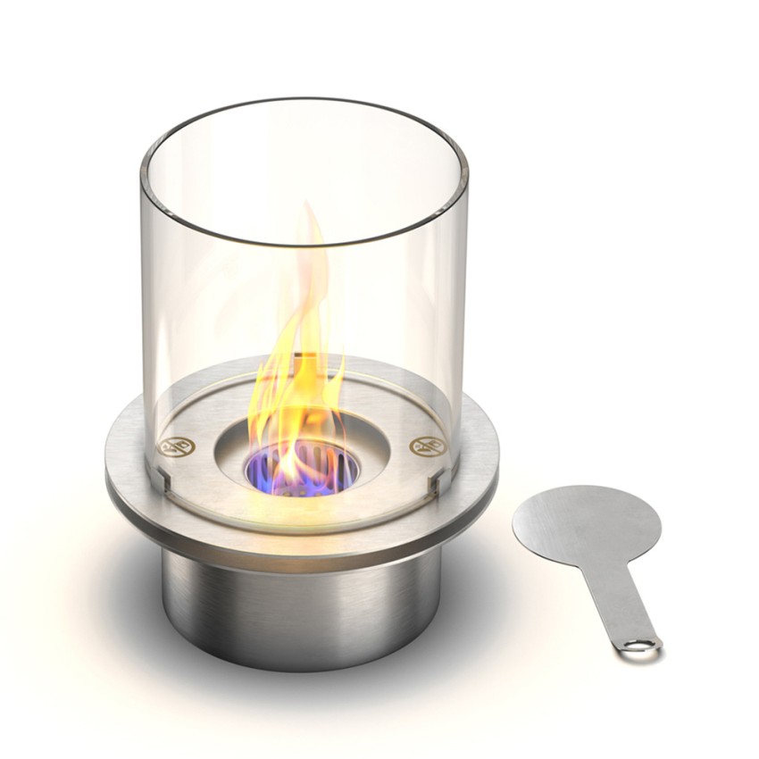 Quemador de chimenea de bioetanol redondo de acero inox con vidrio Round Características