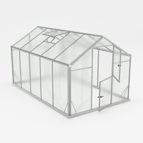 Invernadero de jardín policarbonato aluminio 220 x 360-430-500 x 205 h Sanus L Promoción
