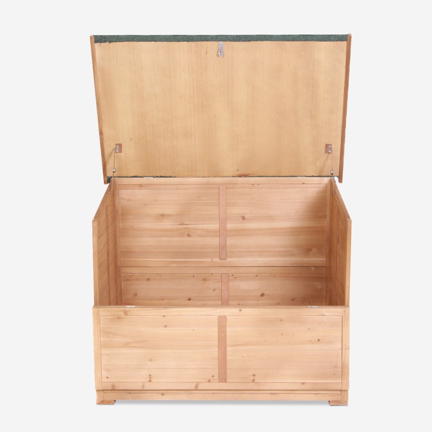 Baúl de jardín Scaup, contenedor de herramientas de madera, 122x77x97 cm