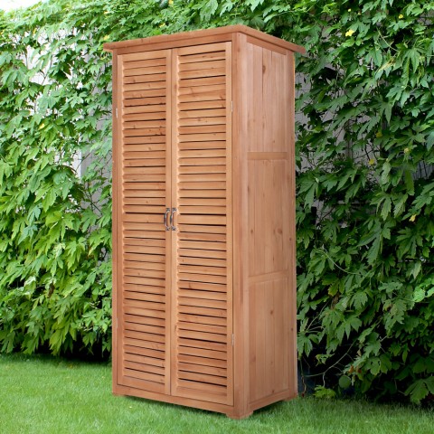 Armario de almacenamiento para jardín 87x45x160 cm de madera con 2 puertas Mallard Promoción