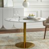 Mesa de comedor redonda estilo Tulipán 120 cm efecto mármol dorado Monika+ Venta