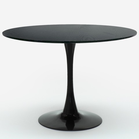 Mesa de comedor moderna negra estilo Tulipán redonda 120 cm Rhodon+ Promoción