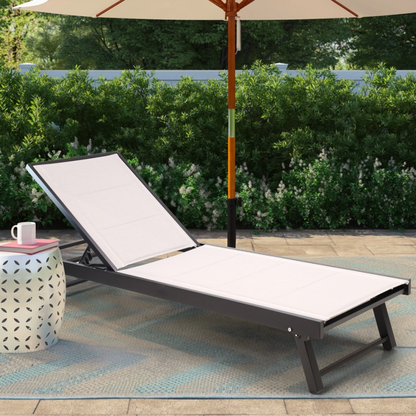 Stock 4 tumbonas para jardín y piscina de aluminio con ruedas Rimini Venta