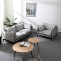 Sillón moderno tapizado para el salón con cojines de tela gris Mainz Descueto
