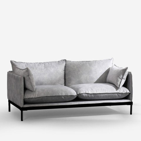 Sofá para el salón de 2 plazas moderno de tela gris tapizado Bonn Promoción