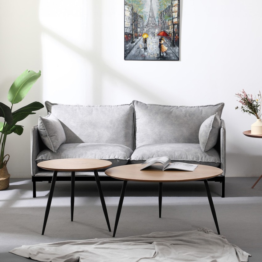  Sofá para el salón de 2 plazas moderno de tela gris tapizado Bonn Promoción