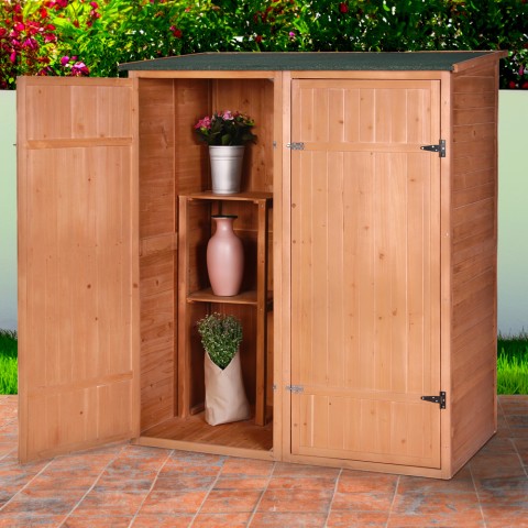 Armario de almacenamiento de herramientas de jardín caseta de madera con 2 puertas Shelduck Promoción