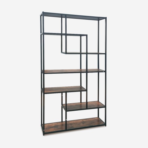 Librería de pared hierro y madera diseño industrial 100x30x180 h Fravit Promoción