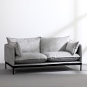 Conjunto de sofá de 2 plazas y sillón en tela gris estilo moderno Hannover Stock