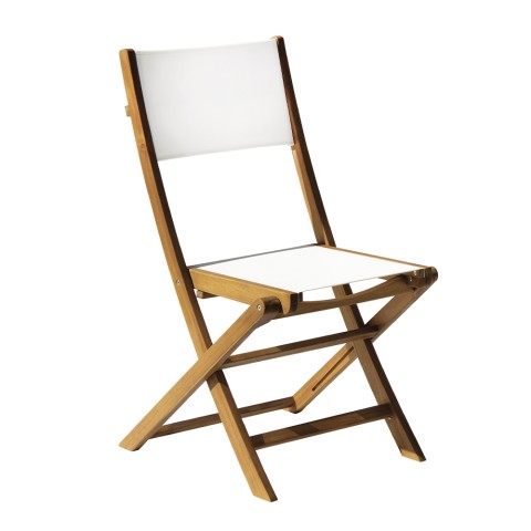 Silla plegable de madera asiento de textilene blanco para jardín exterior Hiva Promoción
