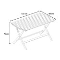 Meda mesa plegable de madera rectangular 140x80 cm para jardín y exterior
